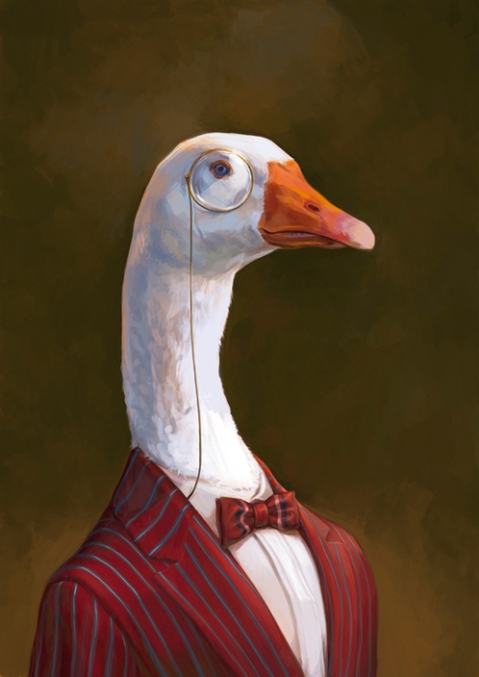 goose monocle painting waistcoat